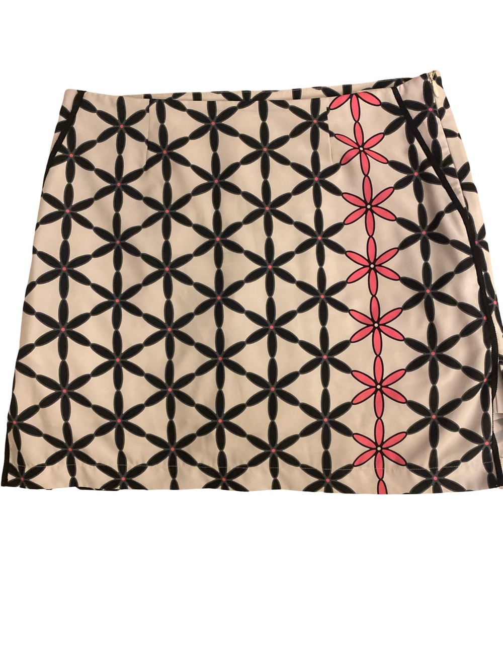 Golftini White & Black Floral Twiggy Pattern A-Line Skort with Pink Accent-4